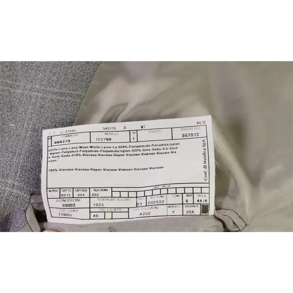 Armani Collezioni Gray Knit Windowpane Wool Silk 3-Btn Sportcoat Blazer 44R